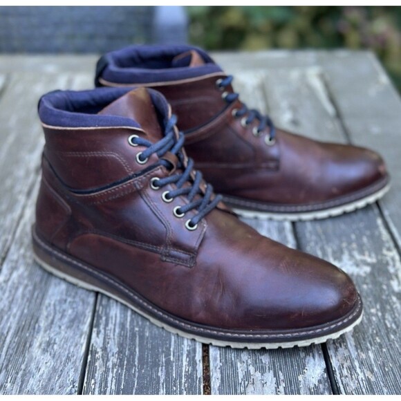Bar III Men's Boot Chance Plain Toe Rugged 6 Eye Boots Size 10.5 Burgundy Brown - Picture 1 of 10